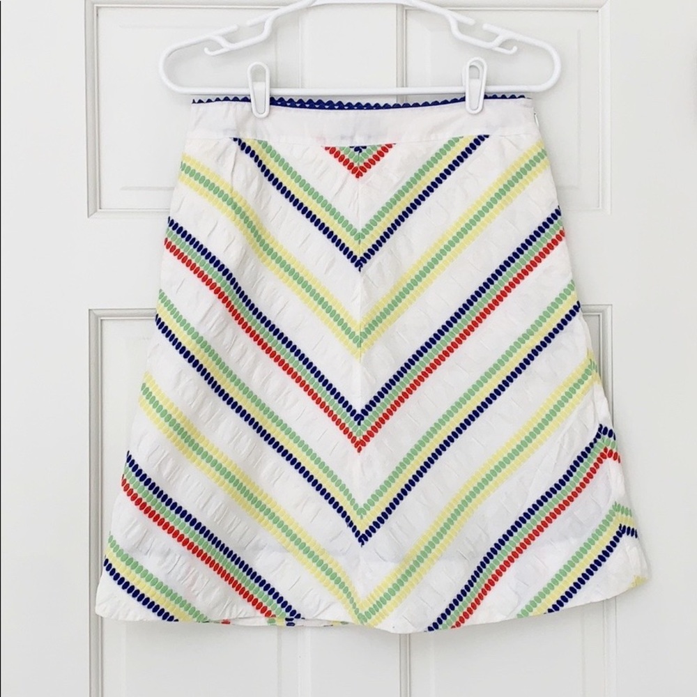 ANTHROPOLOGIE FEI skirt size 4 cotton white blue A-line
